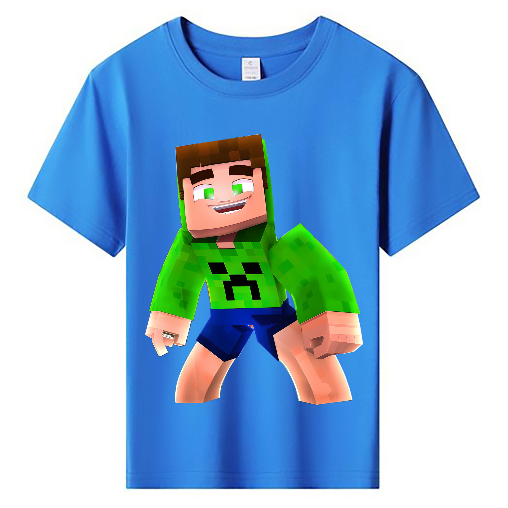 （画像用） マインクラフト ブロックの世界 Minecraft MC Block world 綿100％キッズTシャツ（フロントプリント）